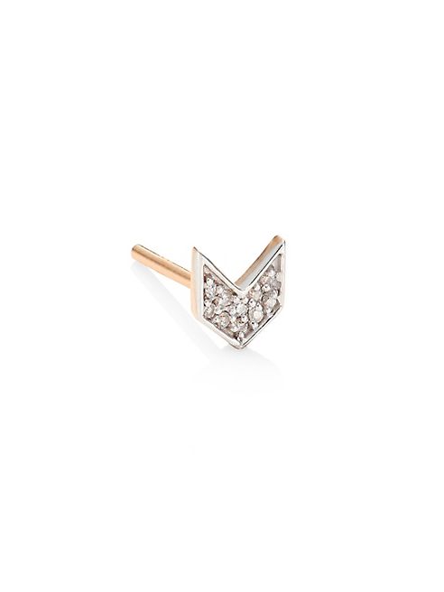 Kismet by Milka - Chevron Diamond & 14K Rose Gold Single Stud Earring