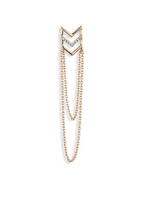 Kismet by Milka - Chevron Diamond & 14K Rose Gold Single Long Earring