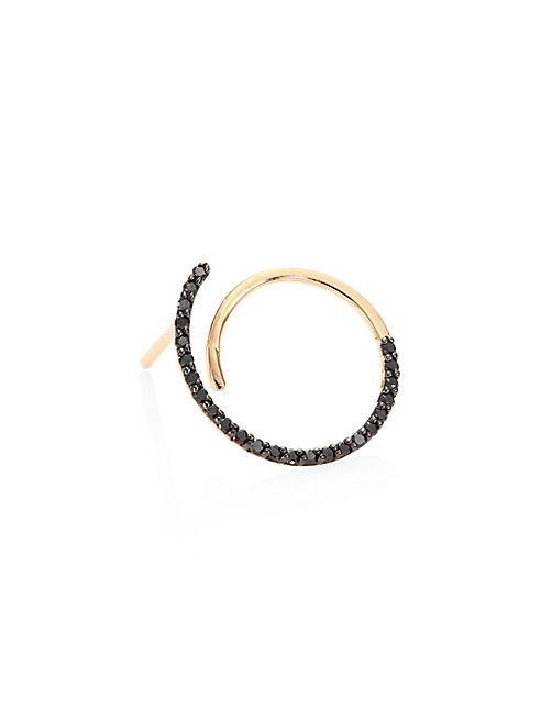 Kismet by Milka - Spectrum Black Diamond & 14K Rose Gold Single Hoop Earring