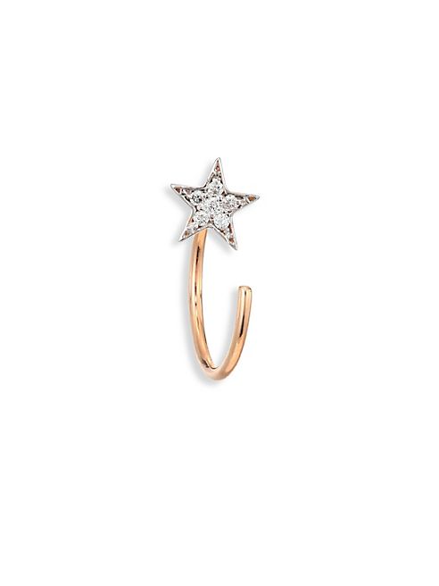 Kismet by Milka - Star Diamond & 14K Rose Gold Single Reverse Hook Earrings