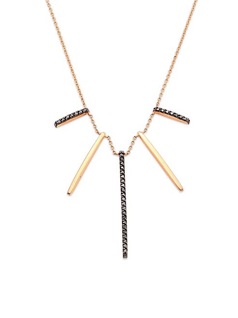 Kismet by Milka - Heart Beats Black Diamond & 14K Rose Gold Necklace