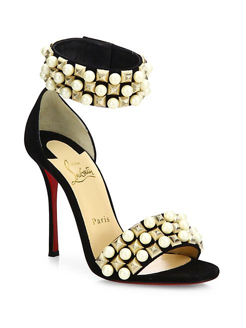 Christian Louboutin - Tudor Bal 100 Studded Suede Ankle-Strap Sandals