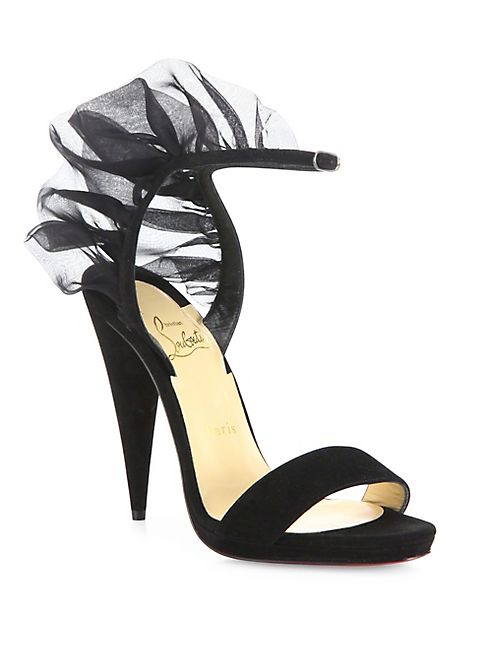 Christian Louboutin - Jacqueline 120 Suede & Silk Chiffon Ankle-Strap Sandals