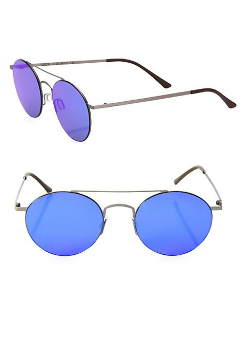 Kyme - Leon3 49MM Round Mirrored Sunglasses