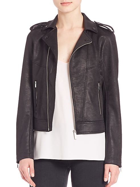 The Kooples - Leather Effect Biker Jacket