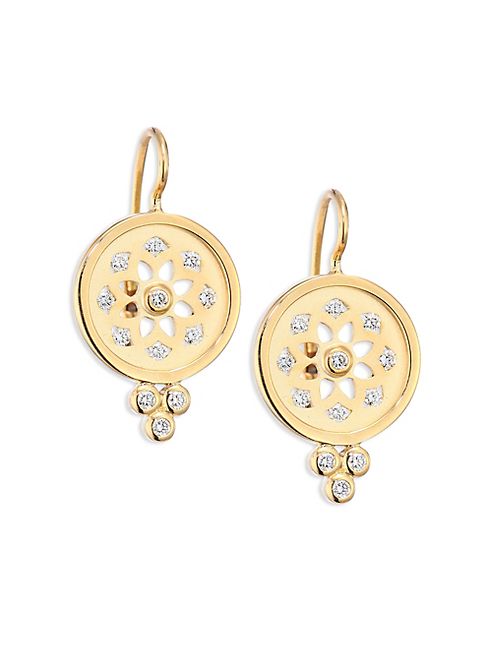 Temple St. Clair - Mandala Diamond & 18K Yellow Gold Cutout Earrings