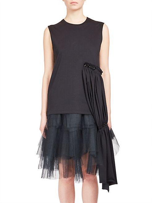 Simone Rocha - Ruched Side-Panel Sleeveless Cotton Top