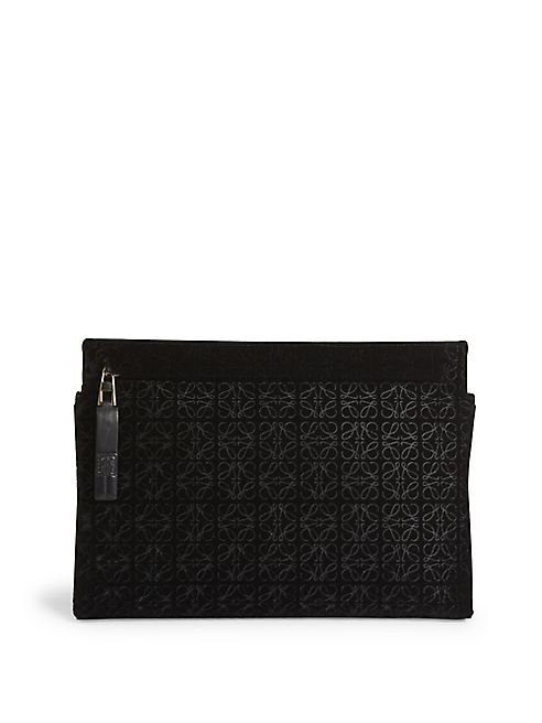 LOEWE - Logo-Embossed Velvet Pouch