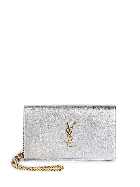 Saint Laurent - Monogram Metallic Leather Chain Wallet