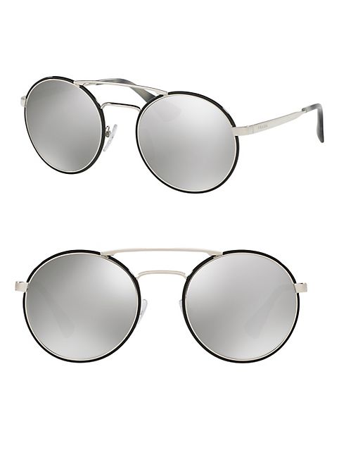 Prada - 54MM Oversized Round Mirrored Sunglasses