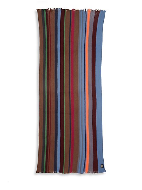 PS Paul Smith - Multi-Striped Fringed Wool Scarf