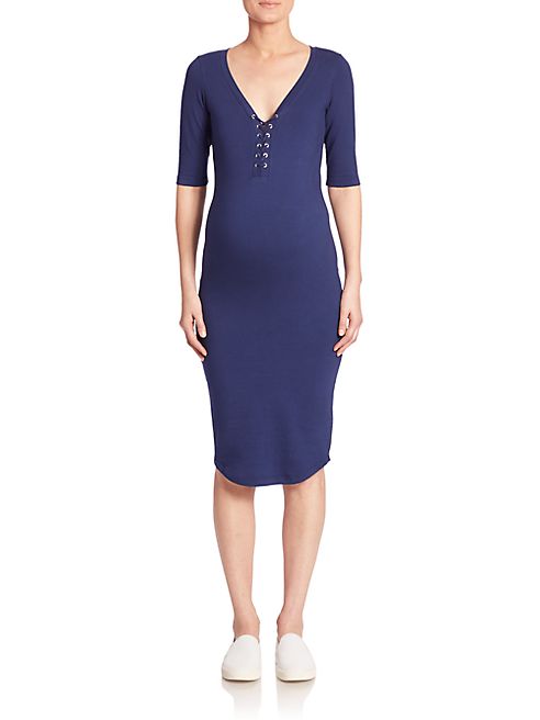 MONROW - Cotton Blend Maternity Sheath Dress