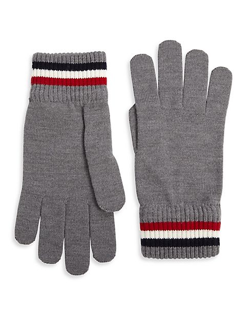 Moncler - Striped  Virgin Wool Gloves