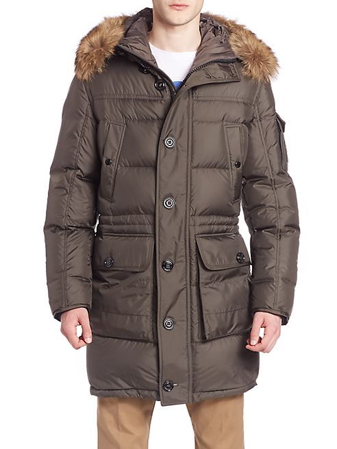 Moncler - Afton Coyote Fur-Trimmed Puffer Coat