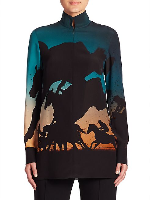 Akris - Printed Silk Tunic Blouse