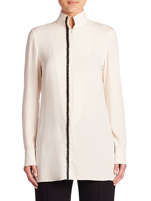 Akris - Long-Sleeve Silk Crepe Tunic Blouse