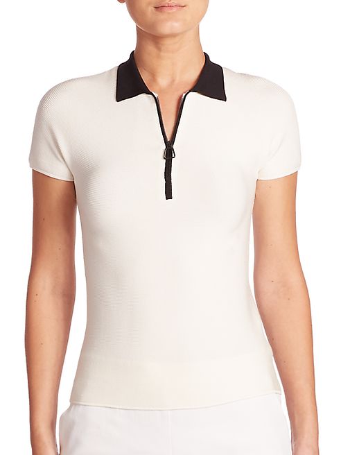 Akris - Ribbed Stretch-Silk Knit Zip-Front Top