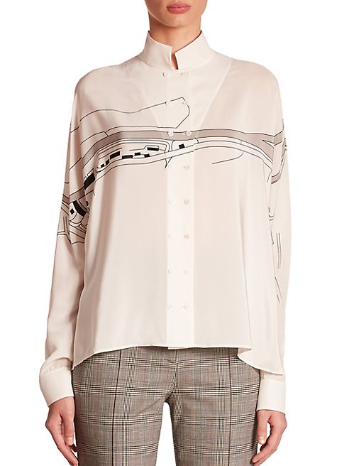 Akris - Goodwood Print Silk Crepe Blouse