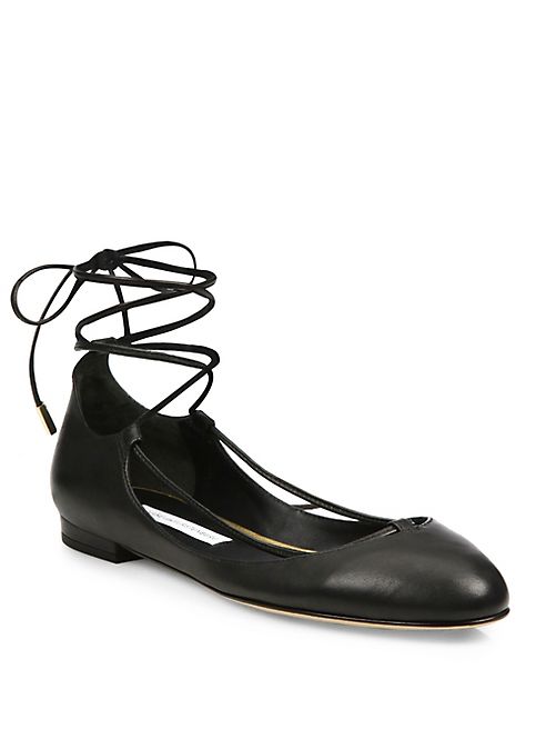 Diane von Furstenberg - Paris Leather Lace-Up Ballet Flats