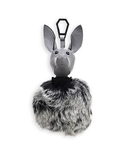 KENDALL + KYLIE - Bambi Leather & Faux Fur Pom-Pom Keychain