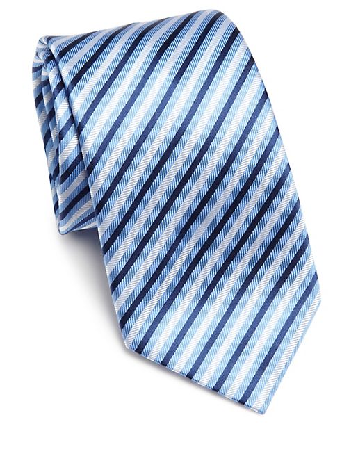 Saks Fifth Avenue Collection - Herringbone Textured Striped Silk Tie