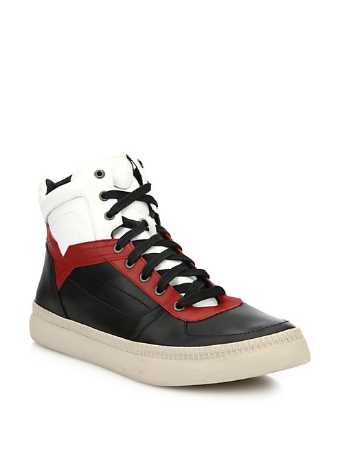 Diesel - Spaark Leather Mid-Top Sneakers