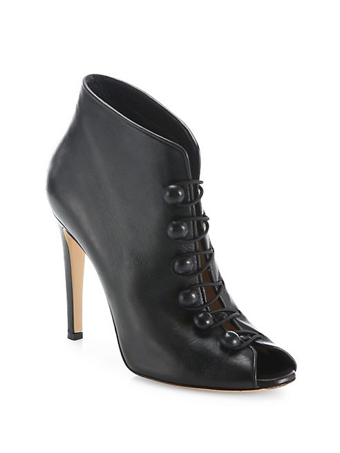 Gianvito Rossi - Leather Peep Toe Booties