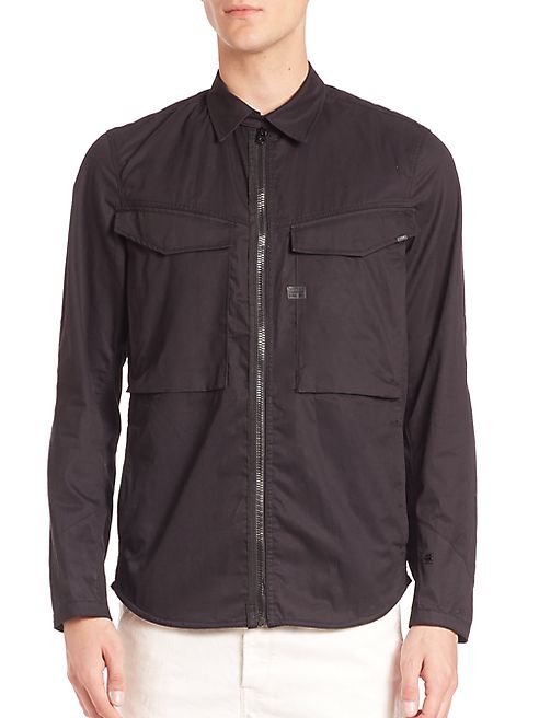 G-Star RAW - Solid Zipped Button-Down Shirt