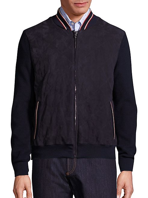 Salvatore Ferragamo - Knitted Wool & Suede Quilted Bomber