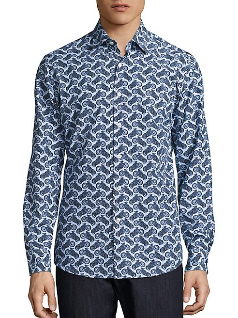 Salvatore Ferragamo - Celeste Motorcycle Printed Shirt