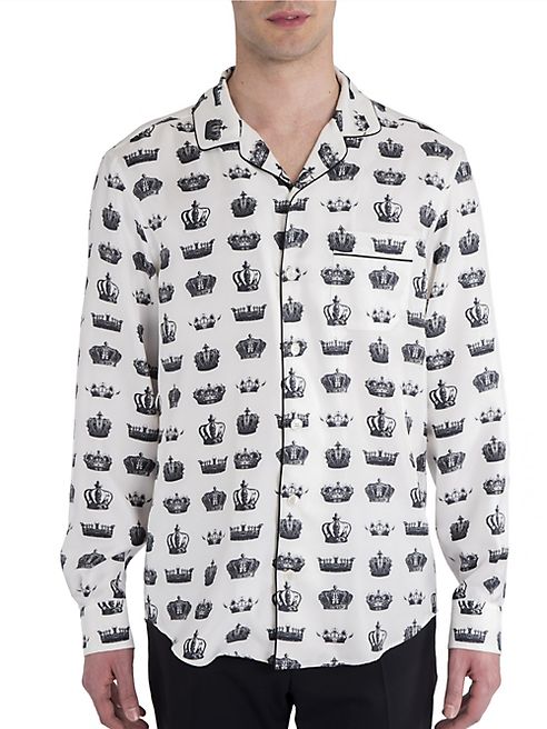 Dolce & Gabbana - Crown Print Silk Button-Down Shirt