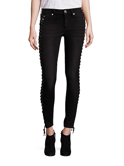 True Religion - Halle Cropped Lace-Up Jeans