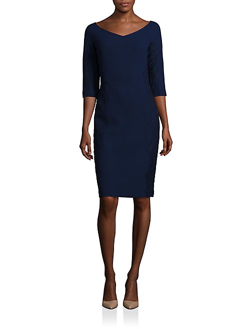 Lafayette 148 New York - Lace Embroidery Nouveau Crepe Alexia Wool Dress