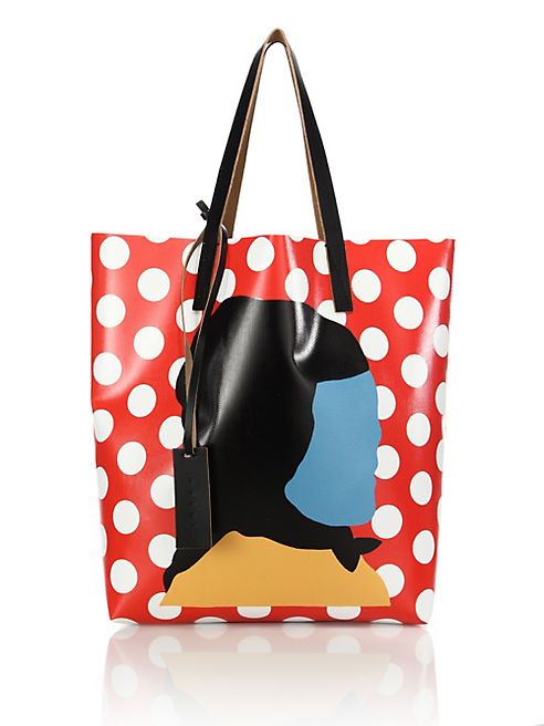 Marni - Etka Print Polka Dot Leather Shopping Bag