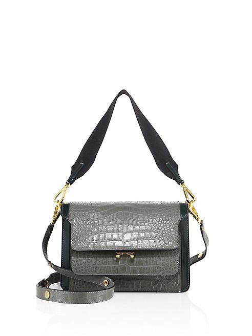 Marni - Trunk Croc-Embossed Leather Shoulder Bag