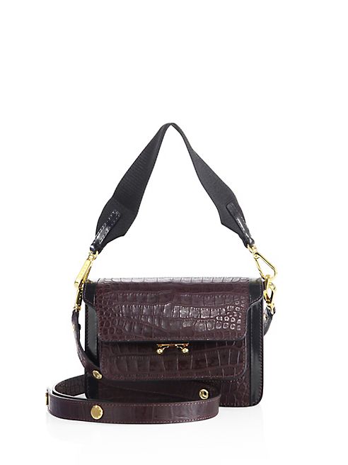 Marni - Trunk Croc-Embossed Leather Shoulder Bag