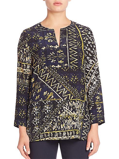 Lafayette 148 New York - Adeline Mixed Media Silk Blouse