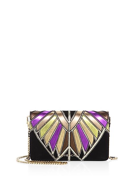 Givenchy - Medium Pandora Metallic-Embroidered Suede Crossbody Bag