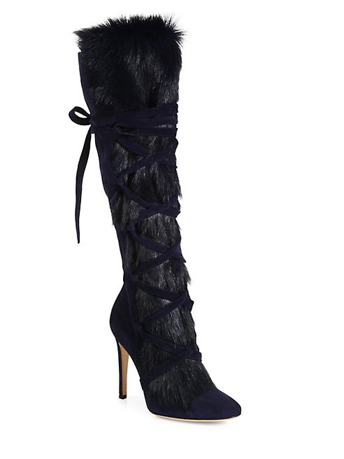 Gianvito Rossi - Shearling Fur & Suede Knee-High Boots