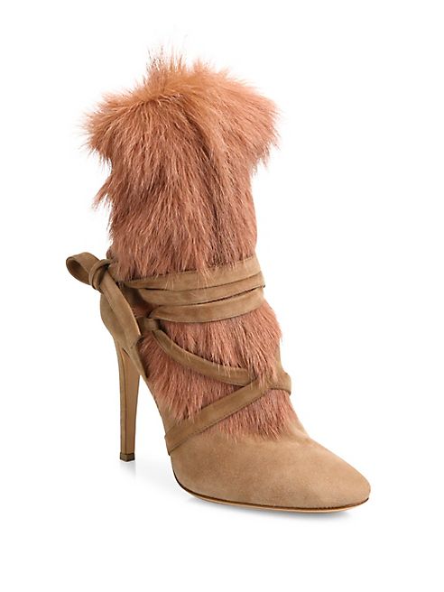 Gianvito Rossi - Shearling Fur & Suede Booties