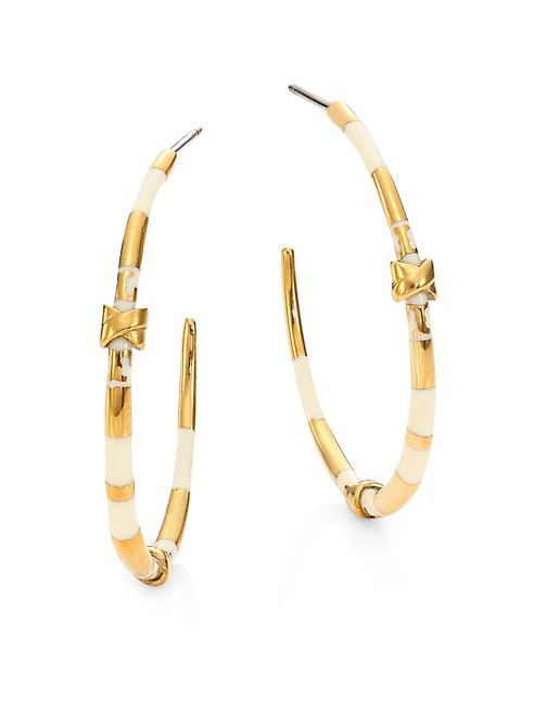 Tory Burch - Oro Stripe Hoop Earrings/1.2