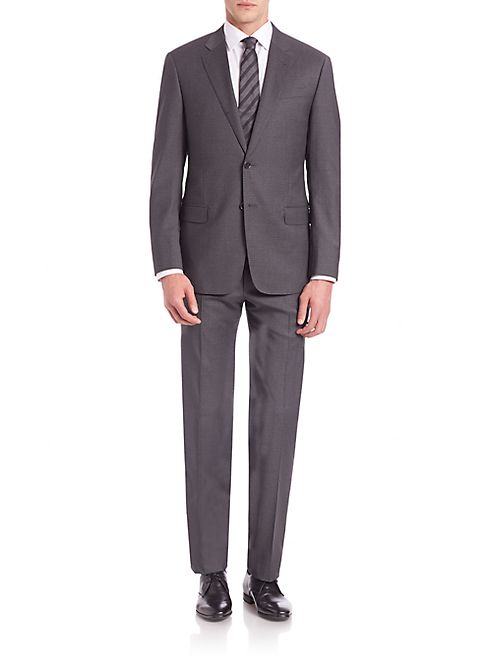 Armani Collezioni - Checkered Long Sleeve Wool Suit