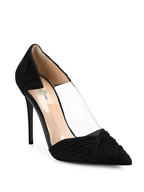 Valentino - B-Drape Suede Point Toe Pumps