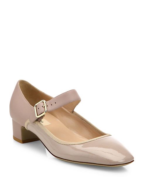 Valentino - Plain Two-Tone Leather Mary Jane Pumps