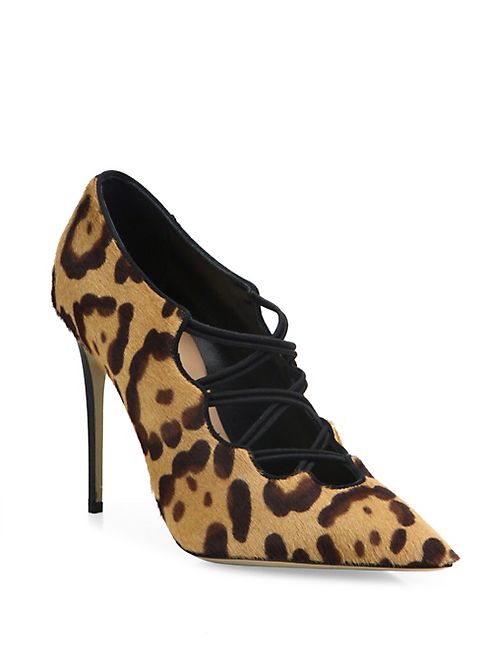 Valentino - Mighty Crisscross Leopard-Print Calf Hair Pumps