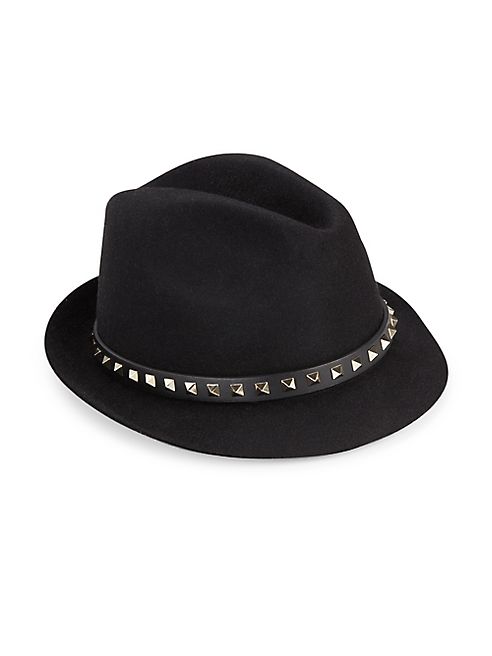 Valentino - Rockstud Angora & Leather Fedora