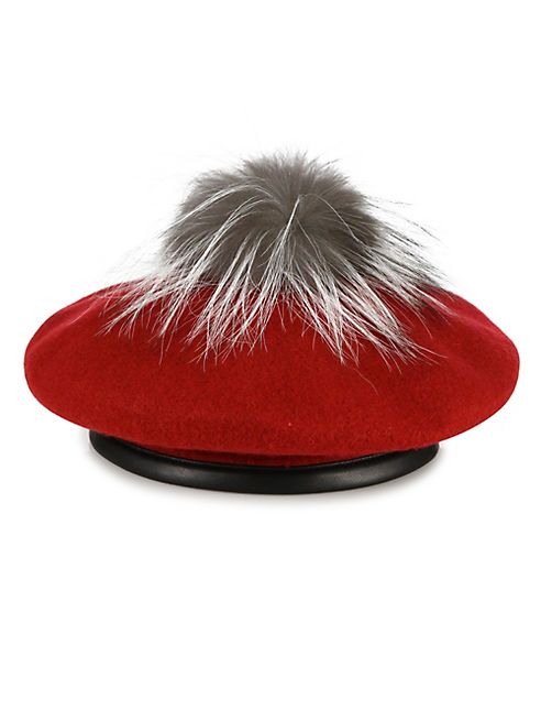 Eugenia Kim - Hadley Hadley Fox Fur, Wool & Leather Beret