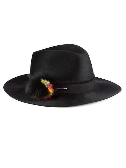 Eugenia Kim - Georgina Fox Fur Pom-Pom Wool Fedora