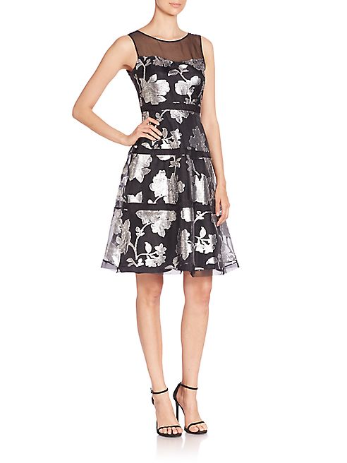 Kay Unger - Fit & Flare Silk Dress