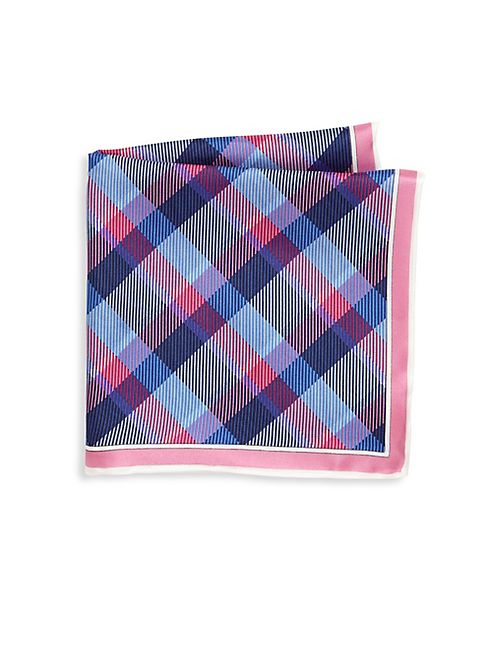 Saks Fifth Avenue Collection - Multi-Color Plaid Silk Pocket Square